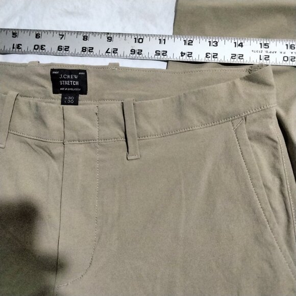 J Crew 484 Slim Stretch Men's 30x30 Tan Brown Khaki Chino Pants Nylon - Picture 2 of 6
